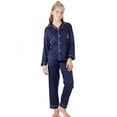thumbnail image 6 of Cat Pajamas for Girls – Satin Silk Button Up Cute Coat Style Pyjama Size 14 Navy, 6 of 7