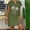Green, variant on Sakmal Cotton Linen Dresses for Women Mini Casual Boho Tshirt Dress Green V Neck Floral Short Sleeve Ladies Sundress L