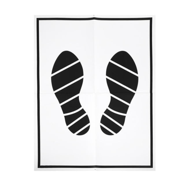 25 unidades de tapetes para vehículos, accesorios para el interior del automóvil Alfombrilla de papel blanca plegada (38 x 50 cm) con borde negro y huellas negras impresas, diseñada como tapete desechable para proteger el piso del coche; paquete de 25 piezas.
