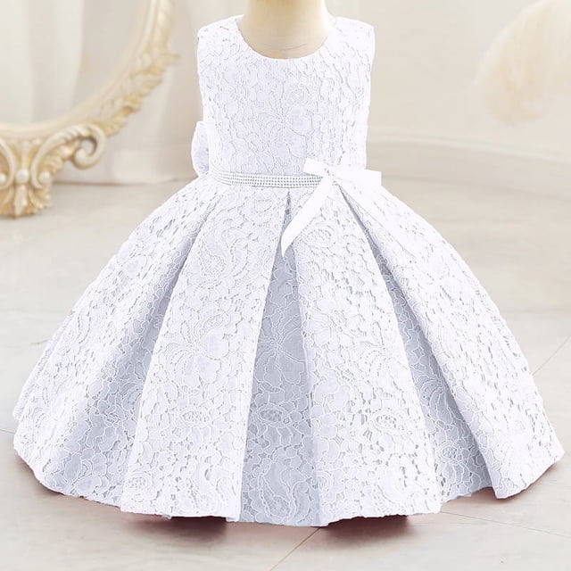 Vestido de niña de un año de encaje, vestido de princesa para niña de las flores, lazo, disfraz de pasarela