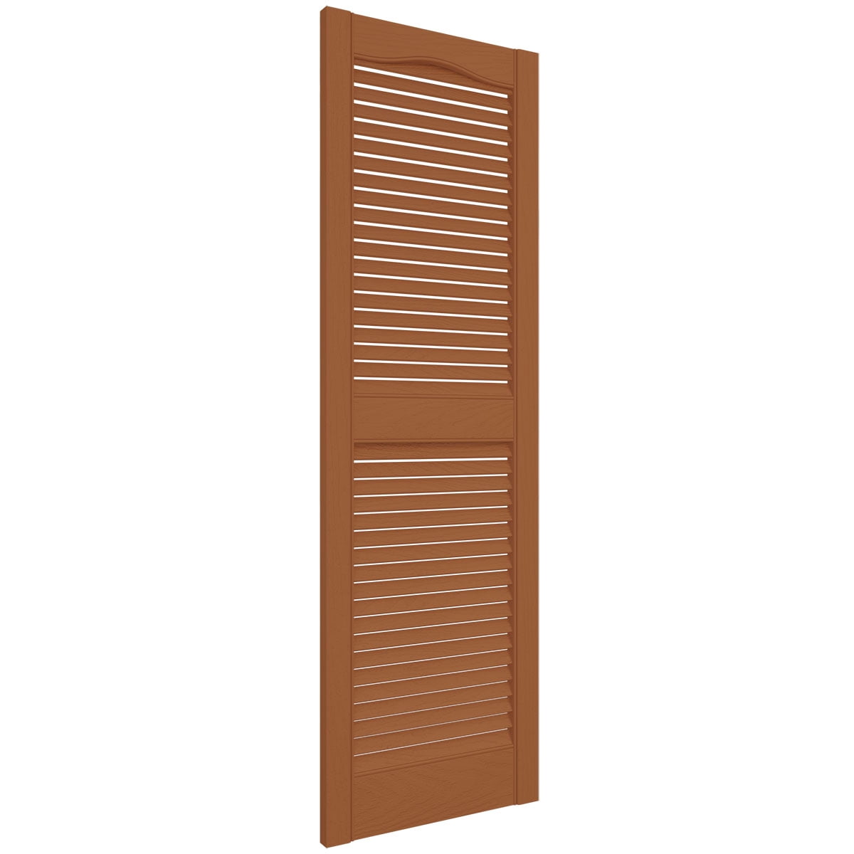 Ekena Millwork 14.5 in. W x 45 in. H Builders Edge, TailorMade Cathedral Top Center Mullion, Open Louver Shutters, Includes Matching Installation Spikes (Per Pair), 471 - Treated Cedar