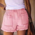 thumbnail image 4 of Pantalones Cortos Vaqueros Elásticos de Cintura Media para Mujer, de Verano, Informales, con Bolsillos. Rosa S, 4 of 7