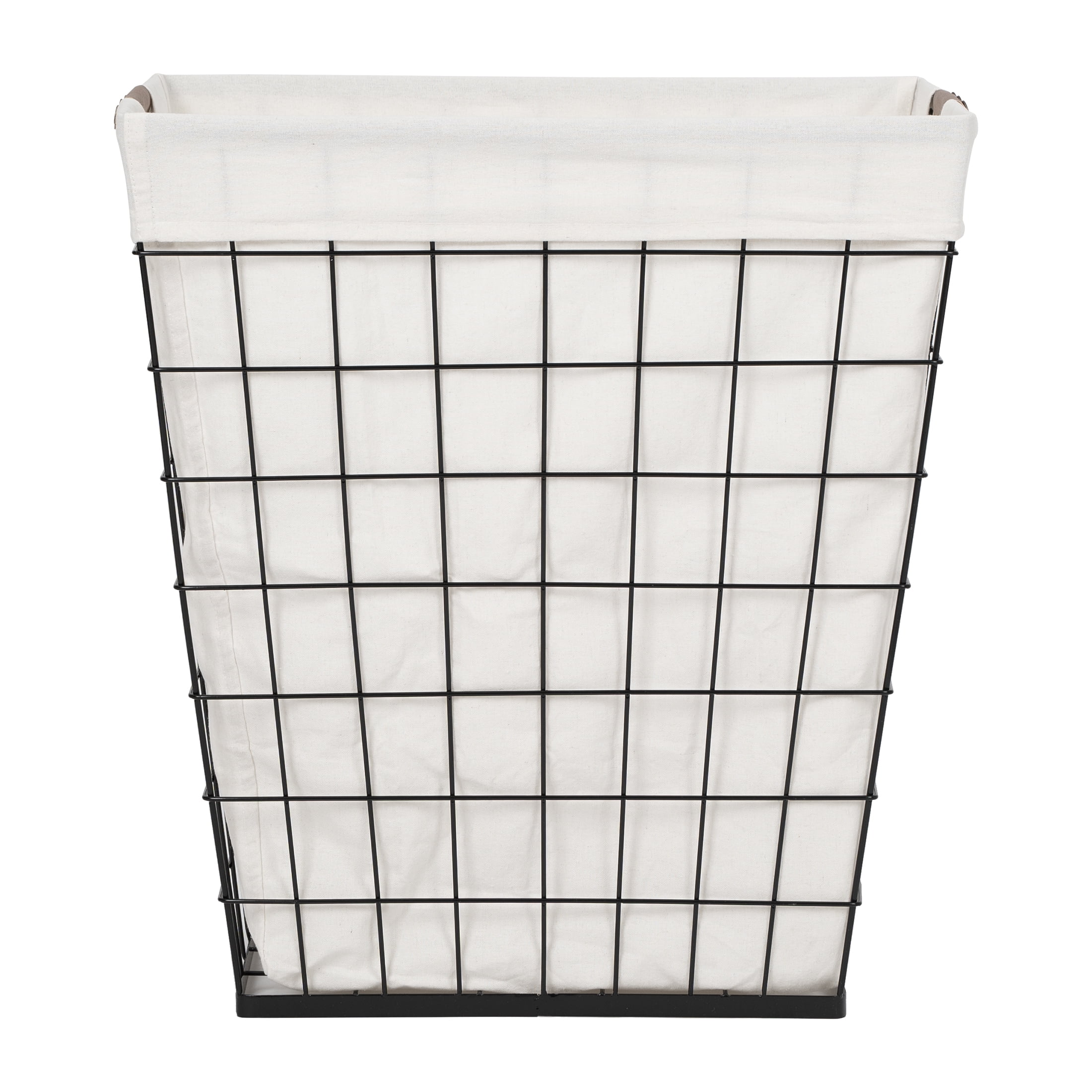 Better Homes Gardens 75L Rectangular Steel Wire Laundry Basket Hamper Sortor with Removable Cotton Blend Liner for Adult Black Natural