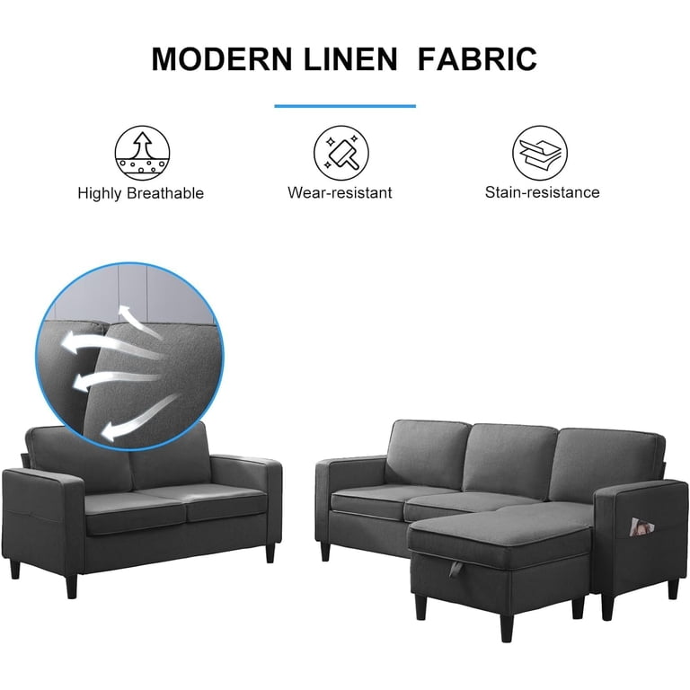 Apartment Living Room Furniture PUREMIND L-Shaped Sectional Sofa Set ...