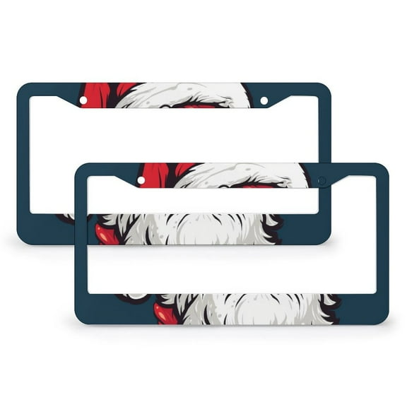 Cool Santa License Plate Frames 2 PCS Rustic Country Holiday Auto Car Accessories Tag for Women Men US Vehicles 2 Holes Quality Aluminum License Plate Cover