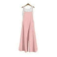 thumbnail image 3 of Usmixi Jumpsuits for Women Casual Plus Size Loose Wide Leg Lightweight Cotton Linen Strap Long Jumpsuits Overalls Summer Formal Solid Square Neck Sleeveless Maxi Rompers Pink s, 3 of 4