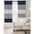 thumbnail image 2 of Navy Blue Grey Stripe Blackout Curtains 54 Inches Long for Bedroom, Modern Art Horizontal Striped Thermal Insulated Room Darkening Black Out Window Curtain Panels Grommet Drapes for Living Room, 2 of 8