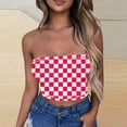 thumbnail image 4 of LNWUY Womens Tube Tops Going Out Summer Y2k Bandeau Trendy Crop Sleeveless Strapless Cute Plaid Printed Corset Pink XL, 4 of 5