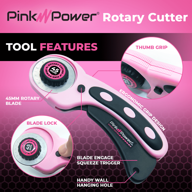 Pink Power Fabric Rotary Cutter Set for Sewing, Quilting, Crafting,  Scrapbooking