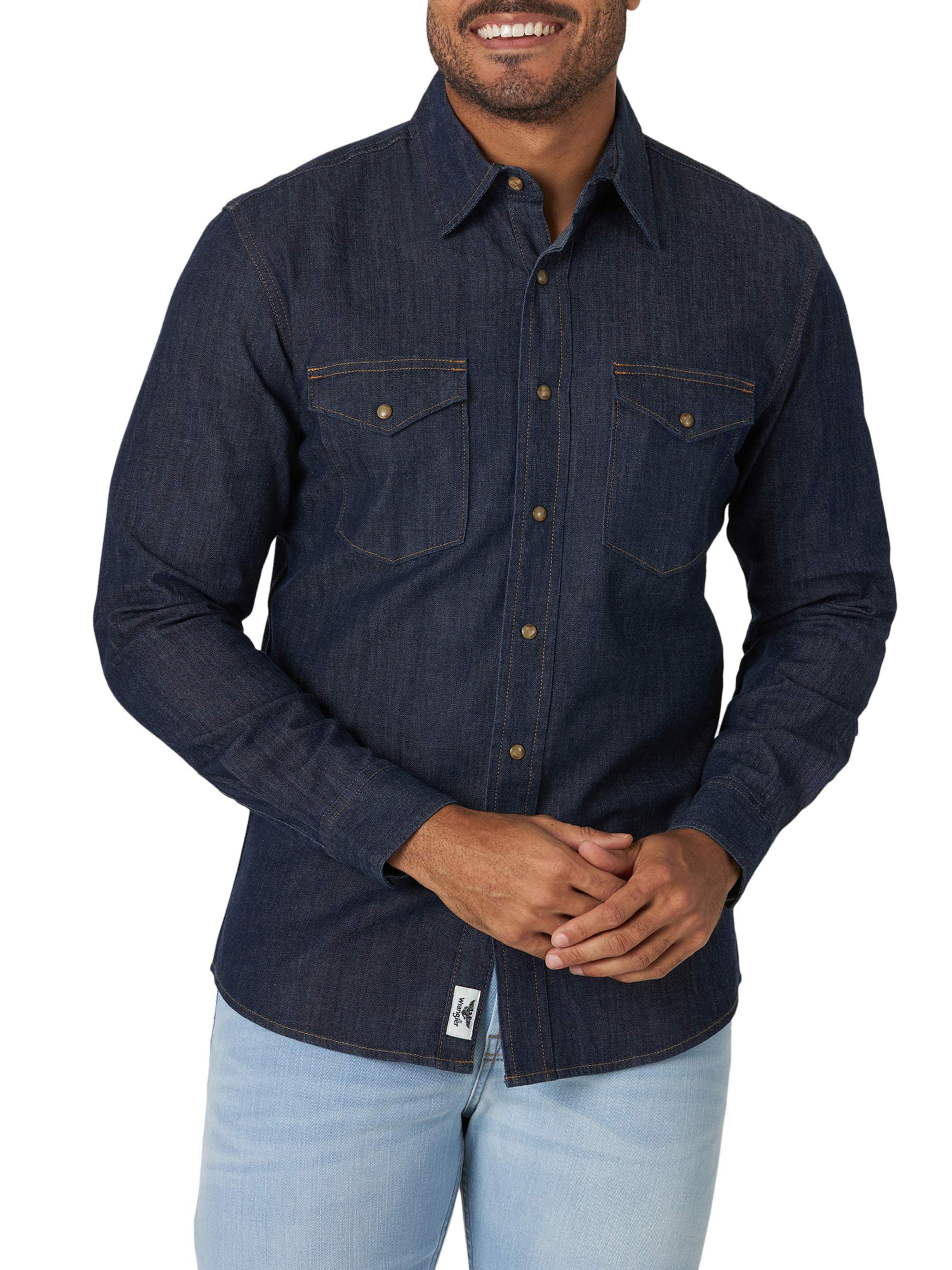 Wrangler - Wrangler Men's Long Sleeve Premium Slim Fit Denim Shirt ...