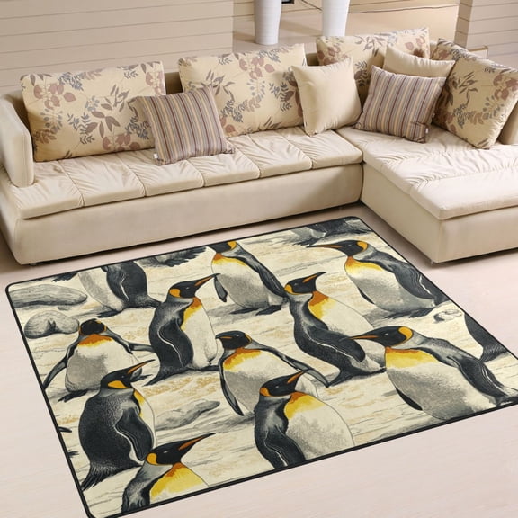 WOBOGO King Penguin Carpet Non-Slip Rugs Soft Doormat 6348in Living Dining Room Bedroom Decorative