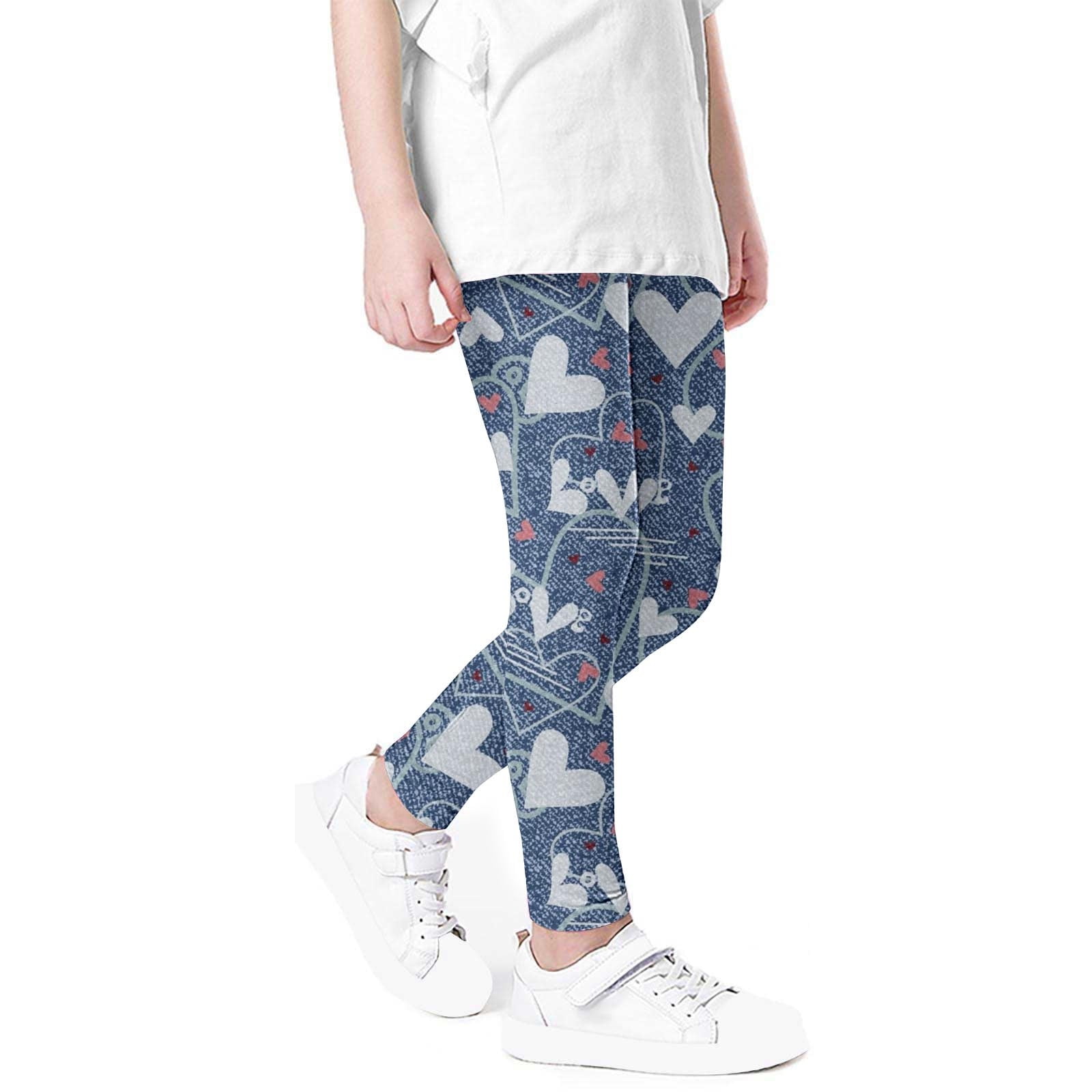 Penkiiy Baby Girls Leggings Pants High Waist Soft Stretchy Tights Kids Summer Leggings Sweatpant for School Wearing 7 Years Blue