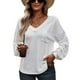 thumbnail image 1 of Camisa blanca holgada con bolsillo en el pecho para el trabajo y las vacaciones, talla S, cuello en V, manga larga, para mujer, 1 of 8