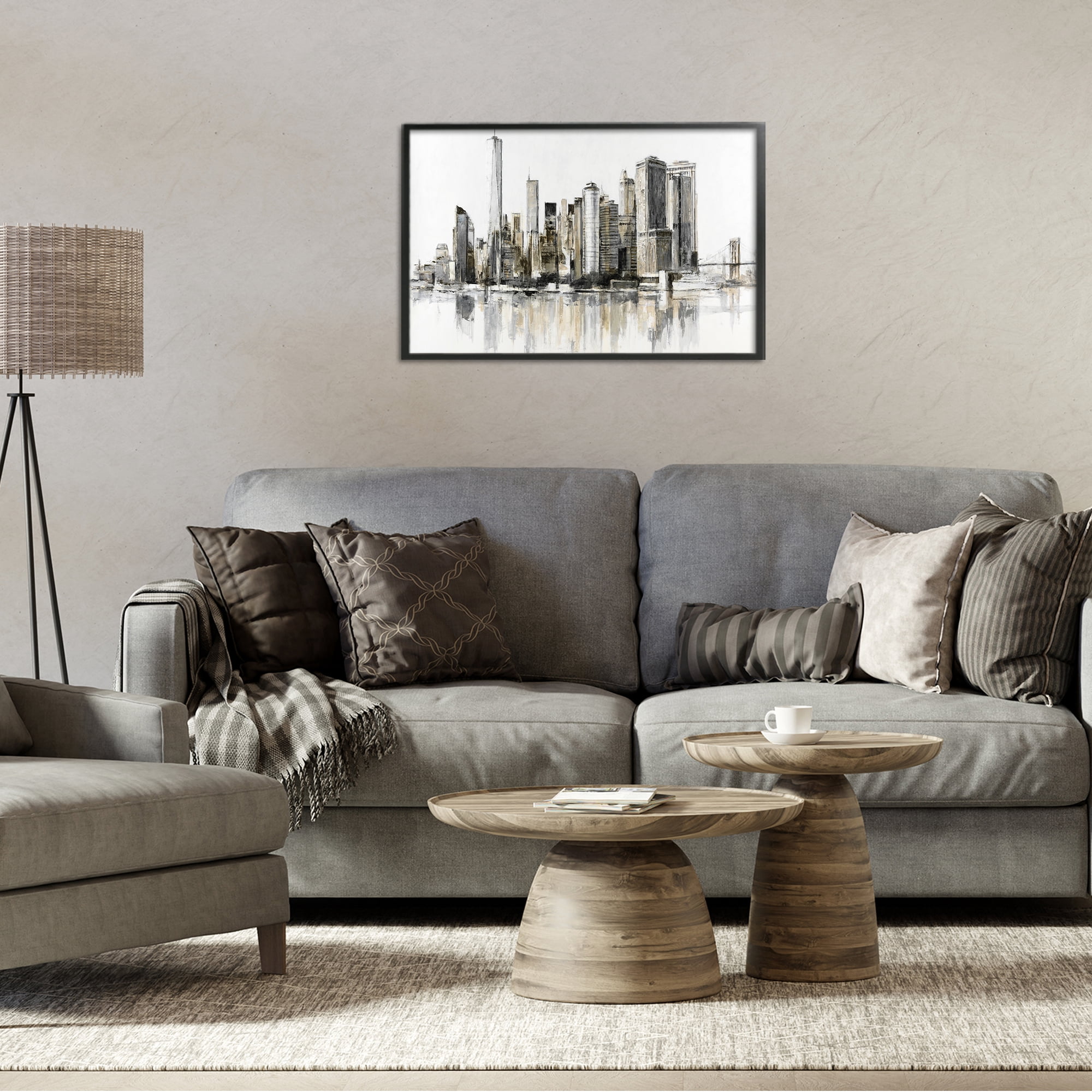 Stupell Industries Urban Skyline Reflection Black Framed Giclee Art, design by Lorenzo Collective