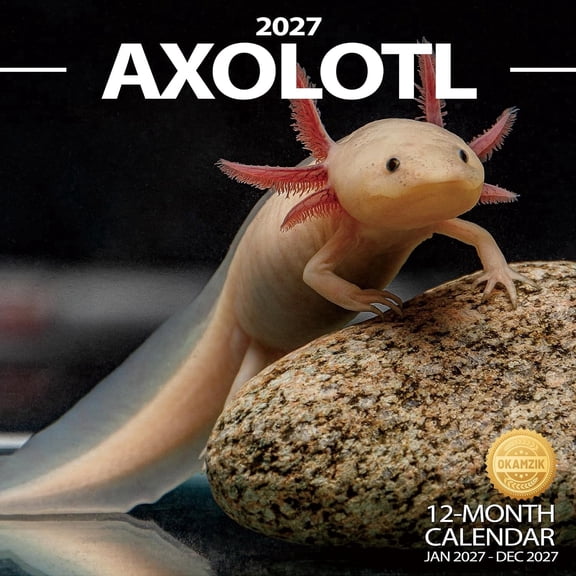 2027 Wall Calendar,Axolotl Hangable Monthly Planner Calendar For Animals Lovers