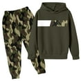 thumbnail image 2 of Likimi Toddler Kids Boys Outfit Set Camo Print Long Sleeve Hooded Sweatshirt With Pants Casual Relaxed Soft Fall Winter Clothing Set Size 13-14 Years Dark Green, 2 of 3