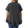 thumbnail image 4 of DARING DIVA Women's Plus V Neck Button Up Ruffled Hem Blouse Tops 1X Dark Gray, 4 of 6