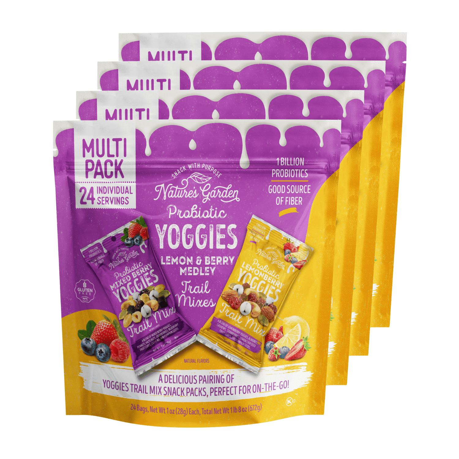 Nature's Garden Probiotic Yoggies Trail Mix Snack Packs 24oz (1oz