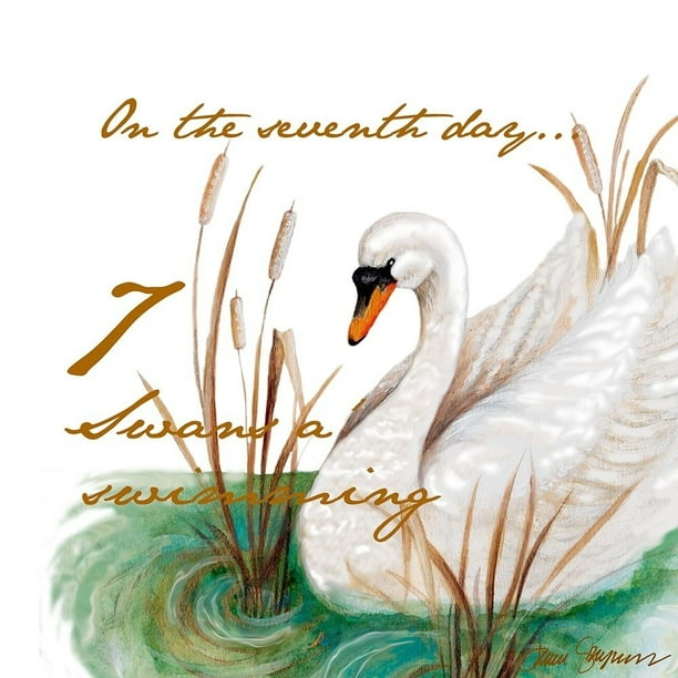 Seven Swans aSwimming Poster Print by Janice Gaynor (12 x 12