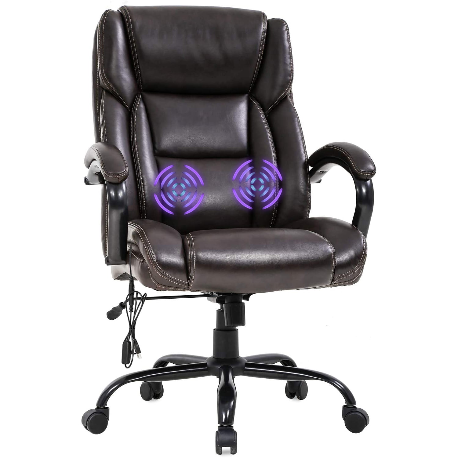 Adjustable PC Gaming Office Chair Wide Seat 400 lb USB Massage cushion 