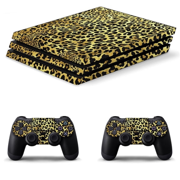 Decal Skin for PS4 Slim / PS4 Pro / PS4, Whole Body Vinyl Sticker Cover for Playstation 4 Console and Controller (Gold Leopard)
