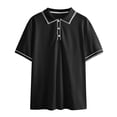 thumbnail image 4 of hoksml Mens Collared Shirts Short Sleeve Fitness Sporty Polos Shirt Fashionable Lapel Casual Loose Solid Color Button Top/Shirt Summer Comfortable Breathable Golf Shirts, 4 of 5