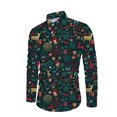 thumbnail image 3 of Camisas navideñas para hombre, camisas de manga larga con botones, camisas de Papá Noel para fiestas al aire libre, camisas de calle de invierno con elástico hacia abajo, 3 of 5
