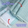 thumbnail image 3 of BNM Cotton Marble and Solid Face Towel Set of 12, Teal, 3 of 7