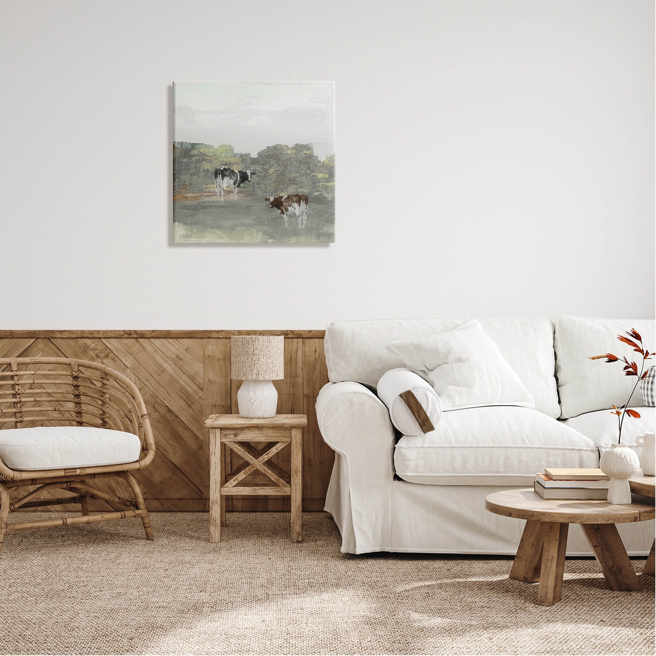 Abstract Cow Duo Farm Nature Animals & Insects Graphic Art Gallery Wrapped Canvas Print Wall Art