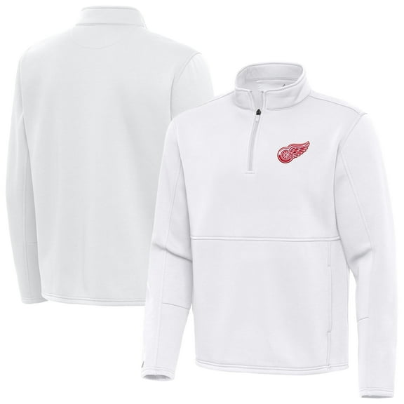 Men's Antigua White Detroit Red Wings Twist Quarter-Zip Pullover Jacket