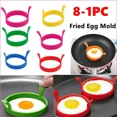 thumbnail image 2 of 8X Silicone Ring Fried Egg Mold Nonstick Pancake Ring Molds Heat Resistant Multi-function Portable Creative for Cooking DIY Tool, 2 of 10