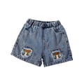 thumbnail image 3 of Gunia Jean Shorts For Toddler Girls Denim With Cute Bear Print Distressed Casual Summer Elastic Waist Outdoor Play Girl Denim Shorts 18M-6Y, 3 of 9