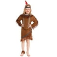 thumbnail image 2 of FYEGRE Elegant Primitive Themed Dress For Girls Stage Performance Halloween Outfit Kids Adventure Wear Brown 7-8 Years, 2 of 9