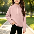 thumbnail image 7 of Boys Girls Quarter Zip Pullover Jacket Solid Drop Shoulder Long Sleeve Top Fall Winter Fashion Clothes, 7 of 7