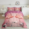 thumbnail image 2 of Flamingo Comforter Set Pink Sequin Fluid Art Twin Bedding Sets,Crystal Diamond Bed Set Woodland Animals Duvet Set,Tropical Coastal Cute Room Decor, 2 of 7