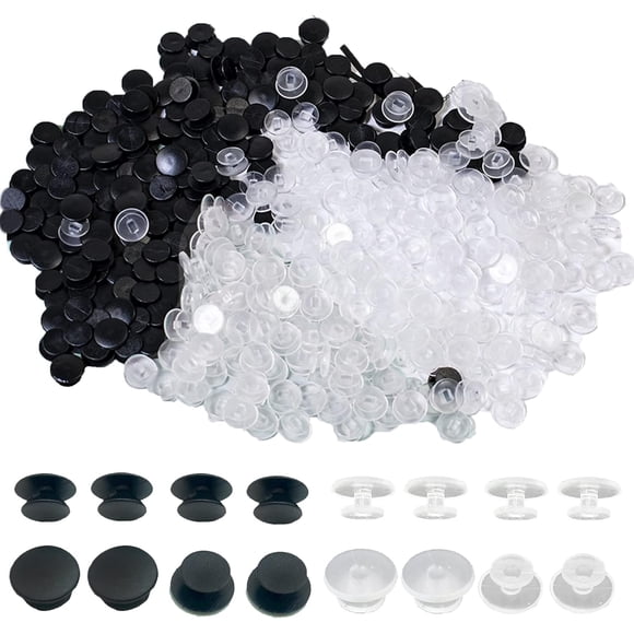 y Buckle Plastic Button, Shoe Charm Backs Buttons Mixed Colors Black and Clear Round Buttons Accessories for Flat Shoe Charms, Wristband Charms Back, Factory DIY Ornaments 200pcs Bla