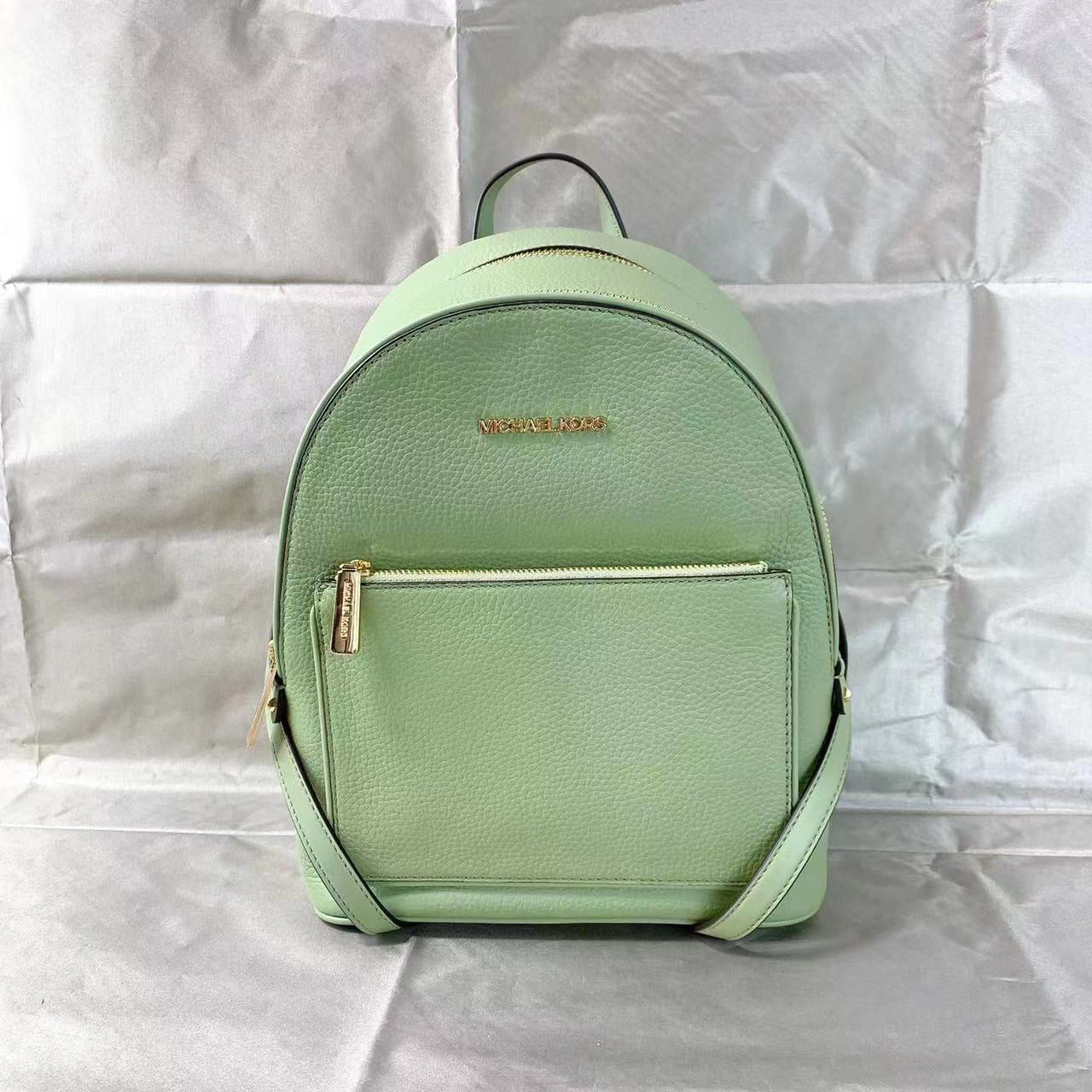 Michael Kors Adina Medium Backpack Light Sage Green Pebbled Leather ...