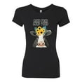 thumbnail image 2 of Wild Bobby, Good Food Good Mood Funny Cute Cow Animal Lover Womens Slim Fit Junior Tee, Black, Small, 2 of 3