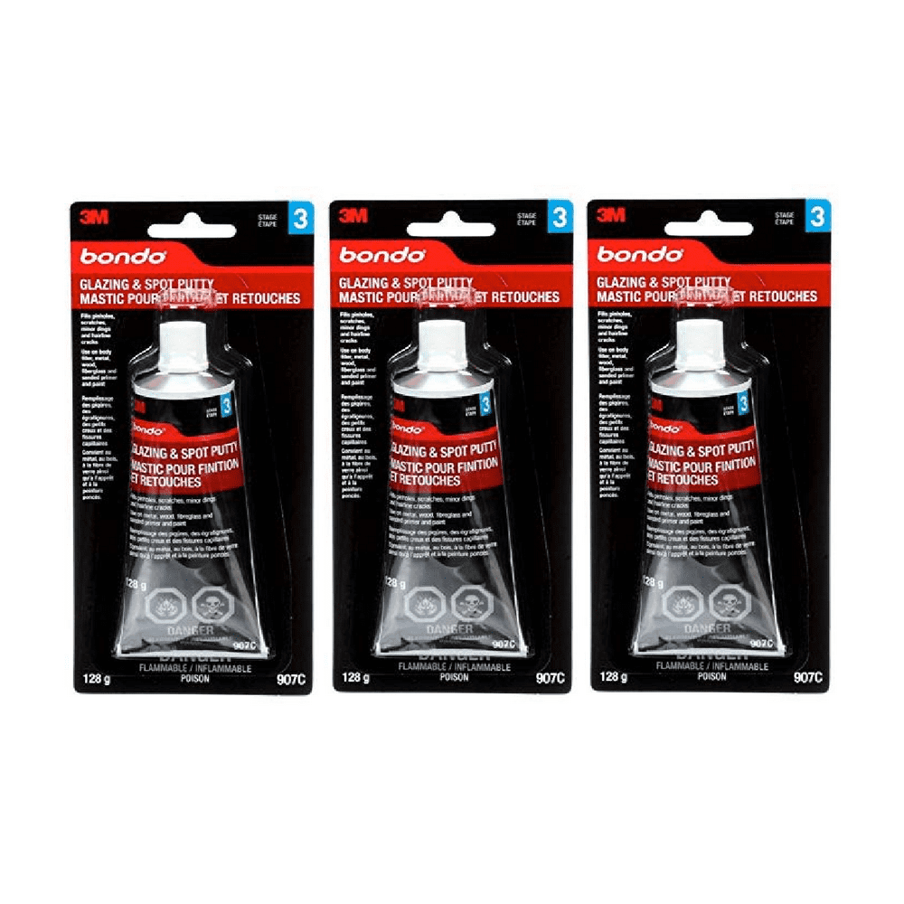 Bondo Glazing and Spot Putty, 00907ES, 4.5 oz, 1 Tube (3 Pack