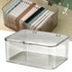 thumbnail image 5 of Caja de almacenamiento de escritorio de plástico de gran capacidad, resistente al polvo, multifuncional, con tapa, color gris claro, 5 of 12