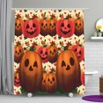 thumbnail image 1 of Whimsical Halloween Shower Curtain with Cheerful Pumpkins & Autumn Leaves Festive Home Decor, 1 of 4