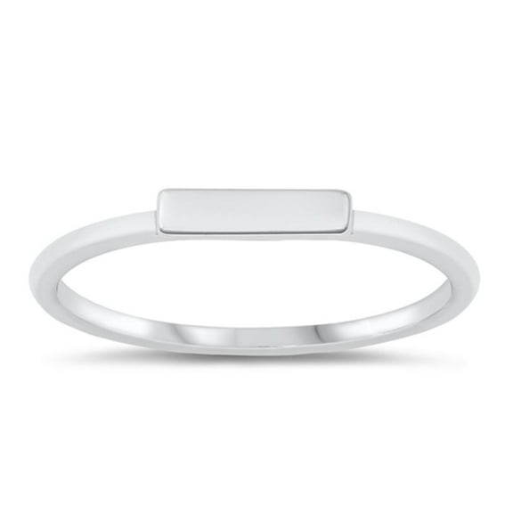 Simple Stacking Bar Ring .925 Sterling Silver Band Jewelry Female Male Unisex Size 8