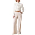 thumbnail image 2 of INSPIRE CHIC Women's Ruffle Front Blouse Puff Long Sleeves Mock Neck Regular Fit XX-Large Apricot, 2 of 5