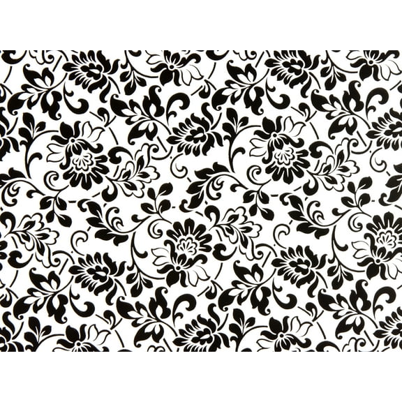 Fablon Black and White Damask Adhesive Film