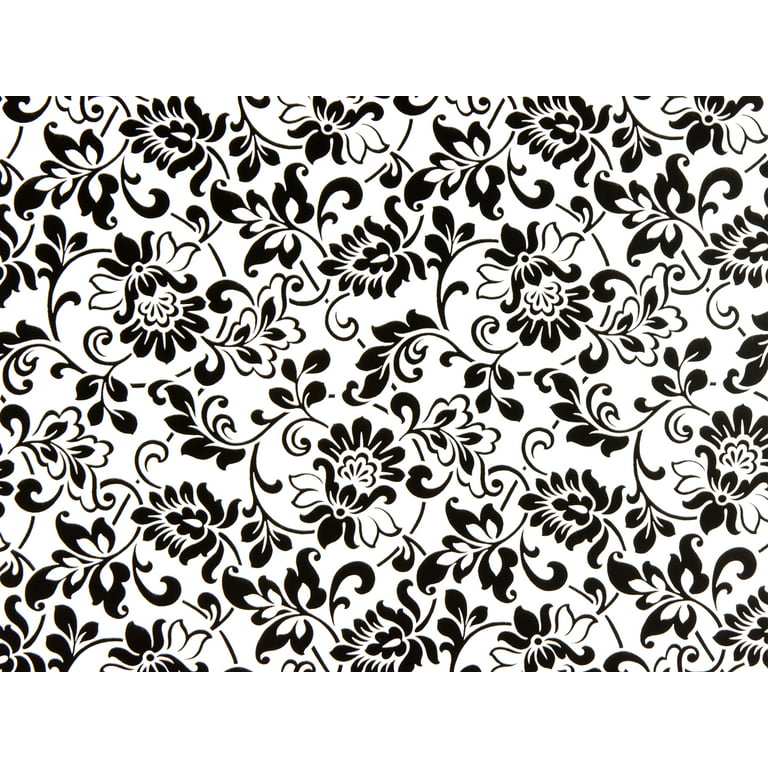 SIMPLIFY Black and White Floral Adhesive Wall Paper 3004-BW - The Home Depot