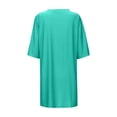 thumbnail image 4 of Vestido informal de verano de color liso para mujer - Vestido de playa holgado de manga corta y cuello redondo con bolsillos - Mezcla transpirable hasta la rodilla, 4 of 4