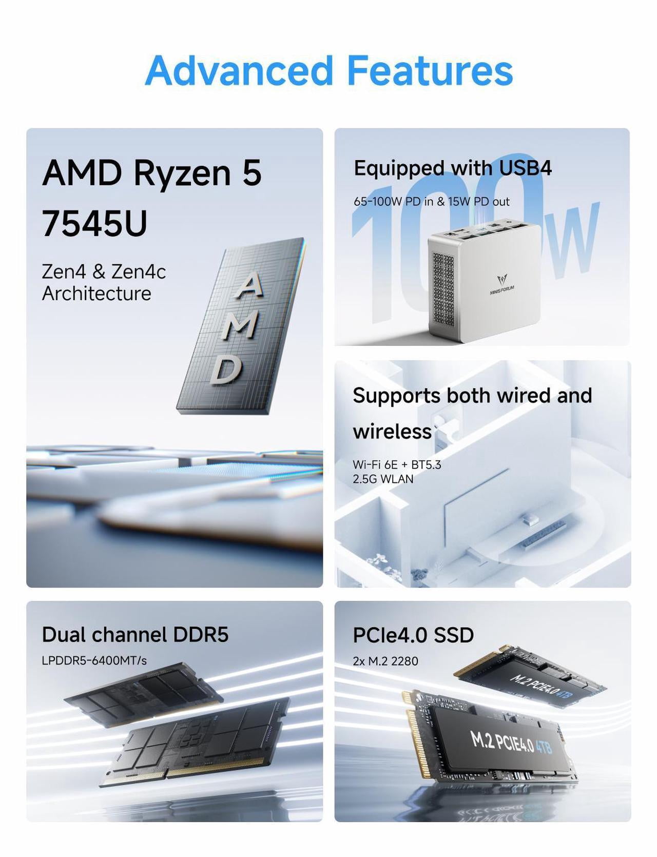 MINISFORUM UM870 Slim Mini PC AMD Ryzen 7 8745H Processor 16GB RAM