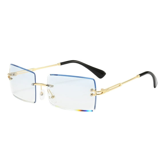Sleek Rimless Rectangle Sunglasses for Outdoor Activities - Unisex Fashion Eyewear for All Ages Lightweight and Portable Design for Hiking and Adventure