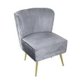 thumbnail image 6 of Home Design Hestie Velvet Side Chair with Curved Backrest and Gold Metal Legs, Modern Armless Design for Living Room, Silver Gray, 6 of 8