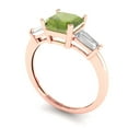 thumbnail image 2 of 1.62 ctw 3 Stone Anniversary Ring for Women | Square Emerald Cut Natural Peridot | Hyperallergenic Solid 18K Rose Gold, 2 of 5
